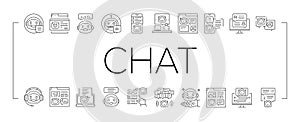 chat bot robot service online icons set vector