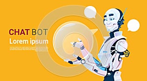 Chat Bot, Robot Virtual Assistance Element Of Website Or Mobile Applications, Artificial Intelligence Concept