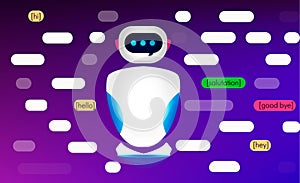 Chat bot, robot virtual assistance.The features and functions of artificial intelligence Algorithms for the selection of the words
