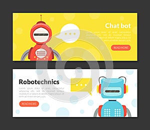 Chat Bot, Robotechnics Landing Page Templates Set, Cute Friendly Android Robots, Artificial Intelligence, Robotic