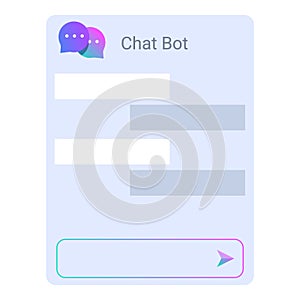 Chat bot window displaying chat history and input field