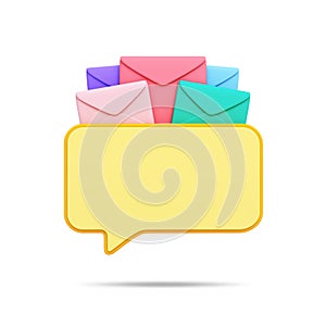 Chat box envelope unread email inbox internet mail junk outbox send speech type text electronic message network online live chat.