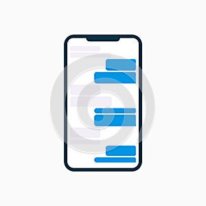 Chat box message bubbles on smartphone display. Empty dialog bubbles. Classic appearance. Vector