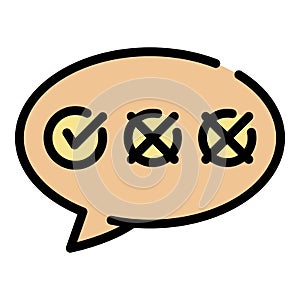 Chat bubble with checkboxes icon color outline vector