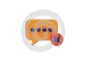 Chat bubble with error notification and delete icon symbolizing message failure