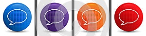 Chat bubble icon abstract halftone round button set