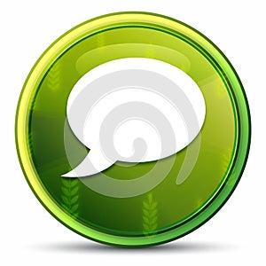 Chat bubble icon spring bright natural green round button illustration