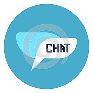 Chat Bubble Icon Web Button On Round Blue Background