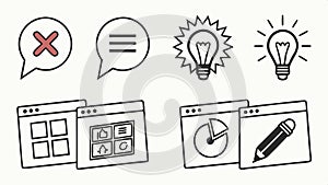 Chat bubble icons set for communication and feedback themes vector design Generative AI