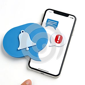 Chat Bubble with Notification Bell Icon isolated on white background