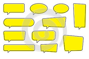 Chat bubble in yellow, quote background, Speech bubble, message box set.