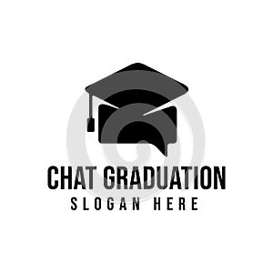 chat and cap graduation Ideas. Inspiration logo design. Template Vector Illustration. Isolated On White Background