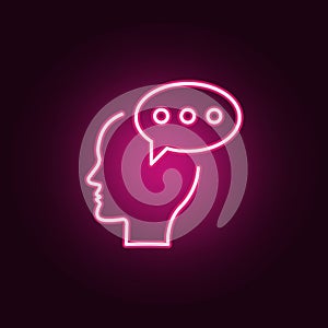 Chat, comment, brain neon icon. Elements of Creative thinking set. Simple icon for websites, web design, mobile app, info graphics