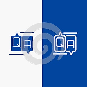 Chat, Comment, Education, Message Line and Glyph Solid icon Blue banner Line and Glyph Solid icon Blue banner