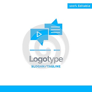 Chat, Connection, Marketing, Messaging, Speech Blue Solid Logo Template. Place for Tagline