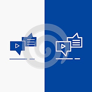 Chat, Connection, Marketing, Messaging, Speech Line and Glyph Solid icon Blue banner Line and Glyph Solid icon Blue banner