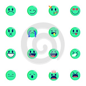 Chat Emoji flat icons set