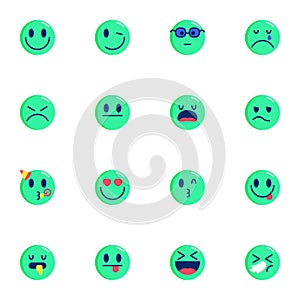 Chat emoticons collection flat icons set