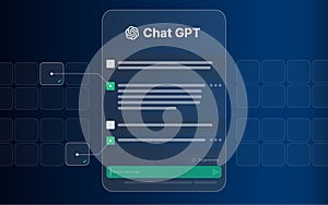 Chat GPT Illustration Template, Chat Bot Technology Communication, Futuristic Robot Chat, AI Deep Learning, Chatbot photo