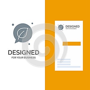 Chat, Green, Leaf, Save Grey Logo Design and Business Card Template