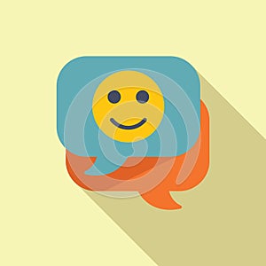 Chat happy advice icon flat vector. Coping skills person