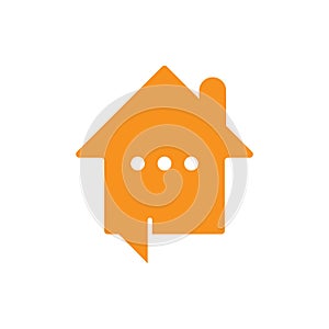 Chat home vector logo design.