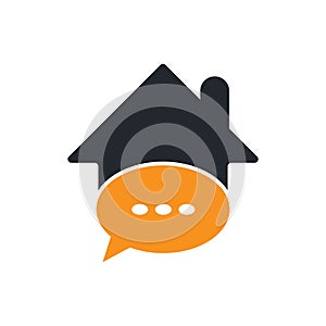 Chat home vector logo design.