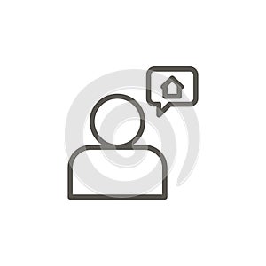 Chat, house, talk vector icon. Simple element illustration from UI concept. Chat, house, talk vector icon. Real estate concept