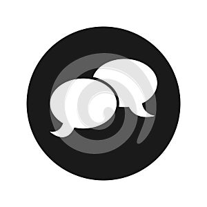 Chat icon flat black round button vector illustration