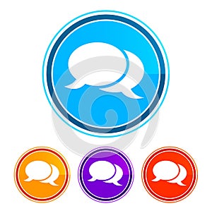 Chat icon flat design round buttons set illustration design