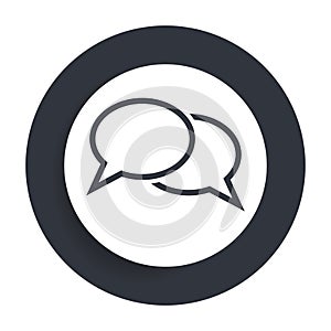 Chat icon flat vector round button clean black and white design concept isolated illustration
