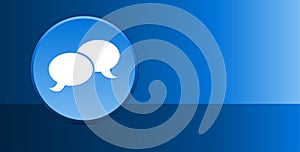 Chat icon glassy modern blue button abstract background
