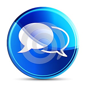 Chat icon glassy vibrant sky blue round button illustration