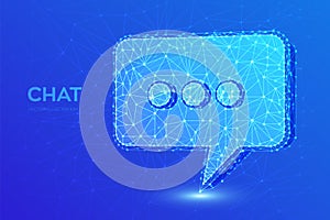 Chat icon. Low poly abstract Chat sign. Speech bubble message symbol. Dialogue cloud. Abstract Social Network or Communication