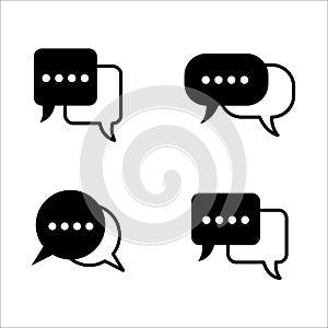 Chat icon message symbol set. Online message speech bubble social media app. Web chat sign. Talk conversation vector icon set in