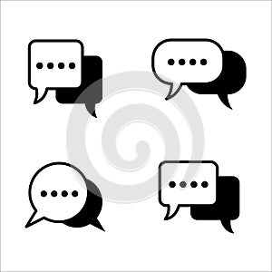 Chat icon message symbol set. Online message speech bubble social media app. Web chat sign. Talk conversation vector icon set in