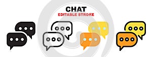 Chat icon set with different styles. Editable stroke style can be used for web, mobile, ui and more