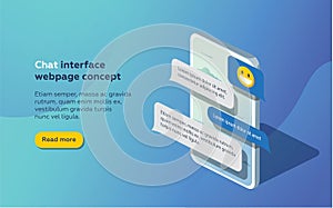 Chat Interface Application with Dialogue window. Clean Mobile UI Design Concept. Sms Messenger.