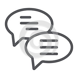 Chat line icon, message and communication, speech bubbles sign, vector graphics, a linear pattern on a white background.