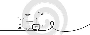 Chat line icon. Speech bubble sign. Continuous line with curl. Vector