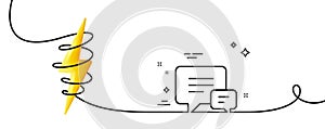 Chat line icon. Speech bubble sign. Continuous line with curl. Vector