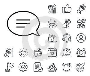 Chat line icon. Speech bubble sign. Salaryman, gender equality and alert bell. Vector