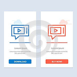 Chat, Live, Video, Service  Blue and Red Download and Buy Now web Widget Card Template