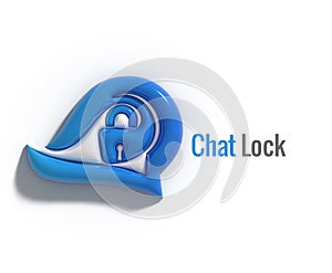 Chat Lock 3D Logo Design