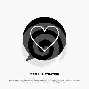 Chat, Love, Heart Solid Black Glyph Icon