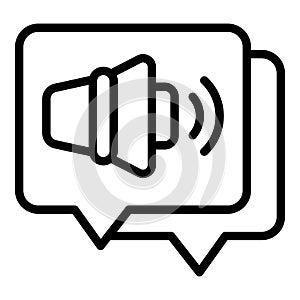 Chat megaphone icon outline vector. Kol leader