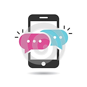 Chat messages notification icon on smart phone vector illustration isolated