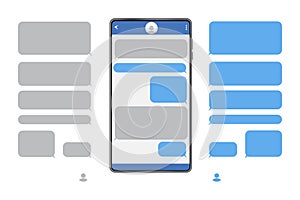 Chat messages on the phone. Screen of the messenger. Text box. SMS correspondence in the phone. Vector illustration.