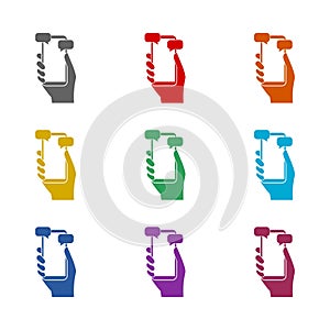 Chat in mobile phone icon isolated on white background. Set icons colorful