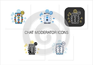 Chat moderator icons set
